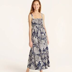 J. crew Collection women's 8 Gathered tank midi dress Ratti seashell print navy